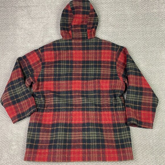 Vintage Woolrich Coat Jacket Women's Large Red Plaid Wool Hooded Full Zip USA - Picture 4 of 14
